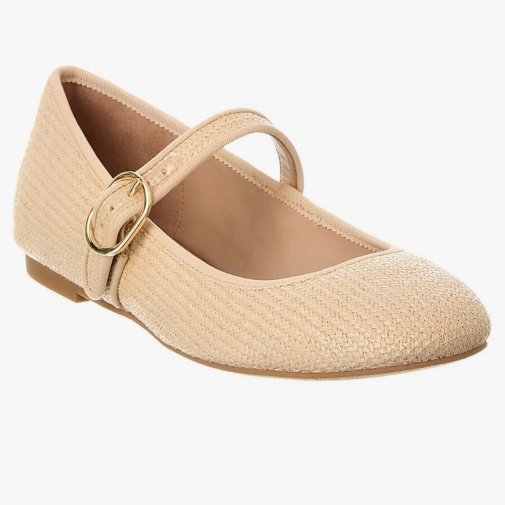 Stuart Weitzman Alice Ballet Flats-Size 8- Natural Raffia